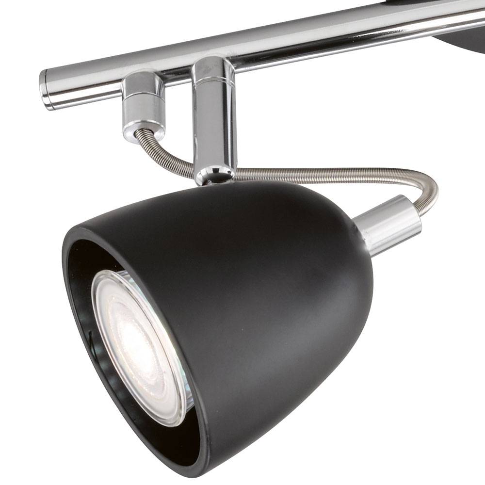 Deckenleuchte Metall schwarz Deckenstrahler 2flammig Deckenlampe zwei Strahler, schwenkbar, chrom, 2x LED 4W 320Lm warmweiß, LxBxH 30x10x16 cm