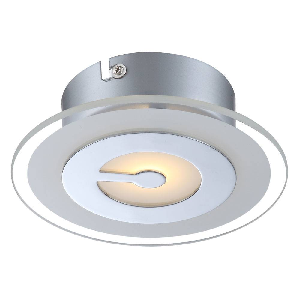 Deckenlampe LED Deckenleuchte rund Flurlampe chrom Küchenleuchte, Glas teilsatiniert, 5W 400lm warmweiß, DxH 16x5,2 cm