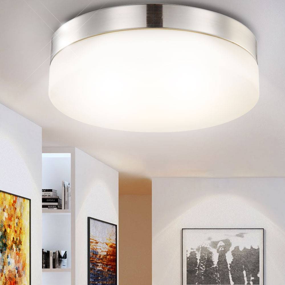LED 18 Watt Deckenleuchte Nickel Glas Deckenlampe Beleuchtung Wohnzimmer