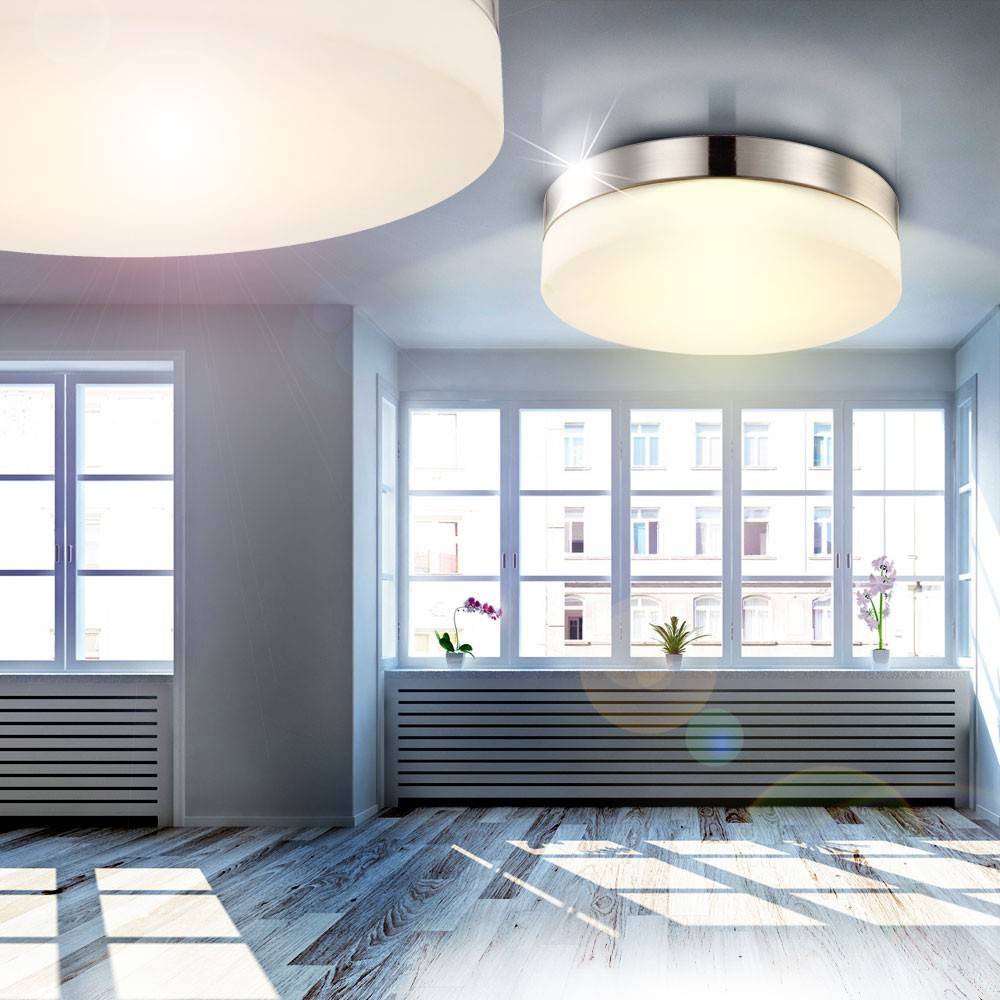 LED 18 Watt Deckenleuchte Nickel Glas Deckenlampe Beleuchtung Wohnzimmer