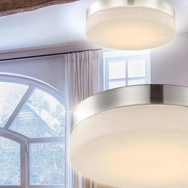 LED 18 Watt Deckenleuchte Nickel Glas Deckenlampe Beleuchtung Wohnzimmer