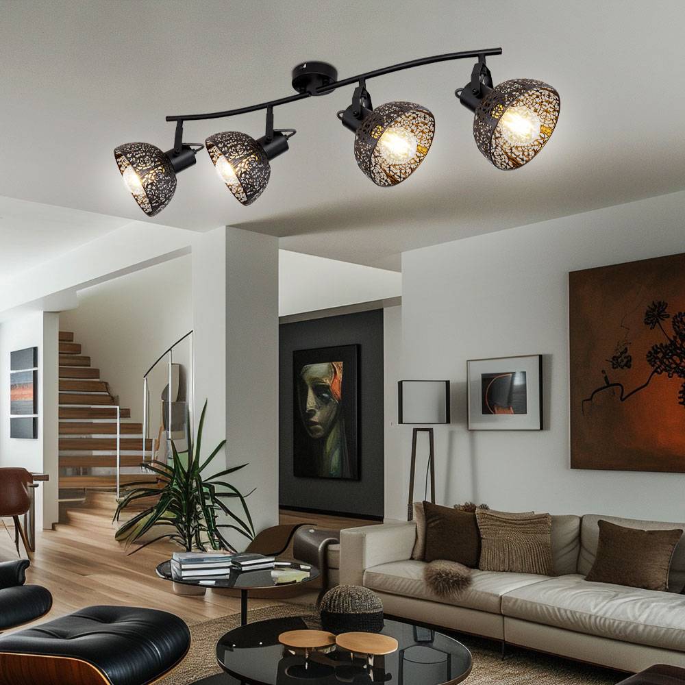 Deckenleuchte Spotleiste 4 flammig Deckenlampe mit verstellbaren Strahlern Wohnzimmerlampe Esstischleuchte