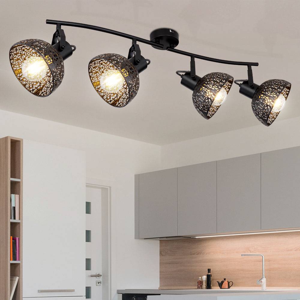 Deckenleuchte Spotleiste 4 flammig Deckenlampe mit verstellbaren Strahlern Wohnzimmerlampe Esstischleuchte