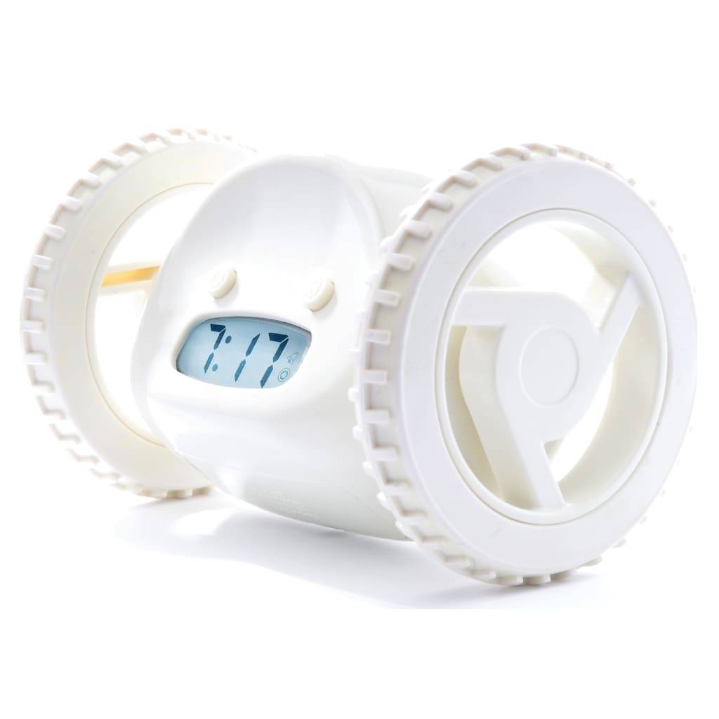 Clocky Wecker auf Rädern Weiß