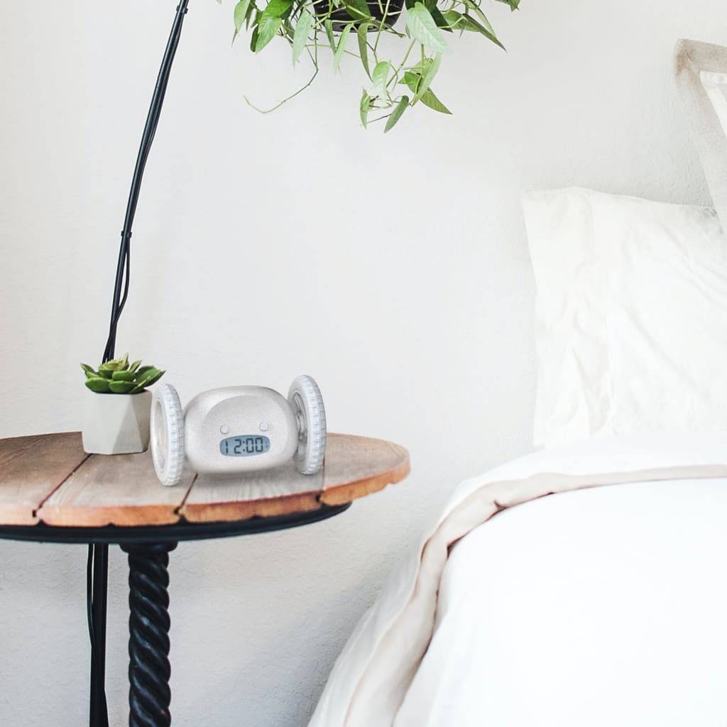 Clocky Wecker auf Rädern Weiß