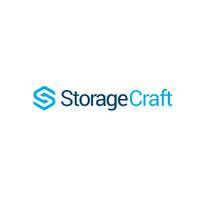 StorageCraft-Logo mit blauem Symbol und Wortmarke auf weißem Hintergrund