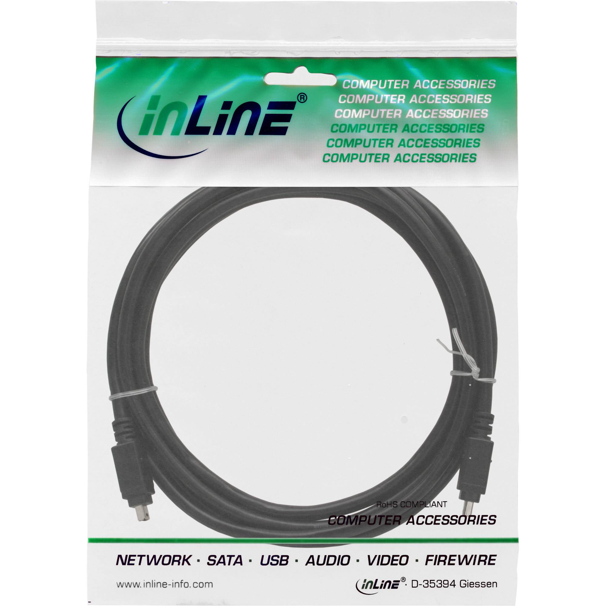 INLINE - FireWire Kabel - IEEE1394 4pol Stecker / Stecker - schwarz - 3m