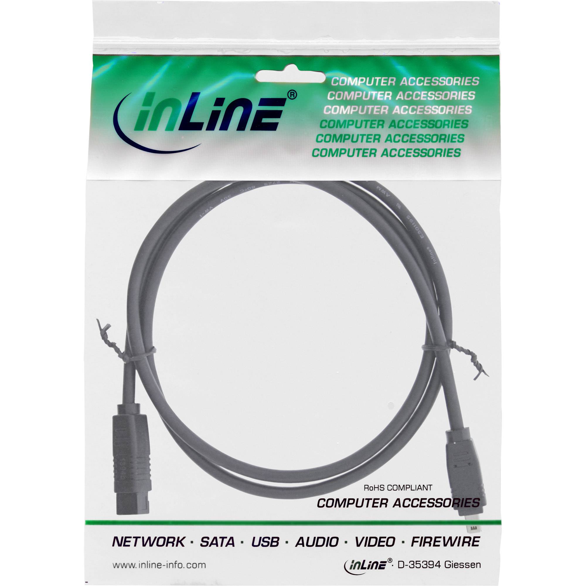 INLINE - FireWire Kabel - IEEE1394 4pol Stecker zu 9pol Stecker - schwarz - 1,8m