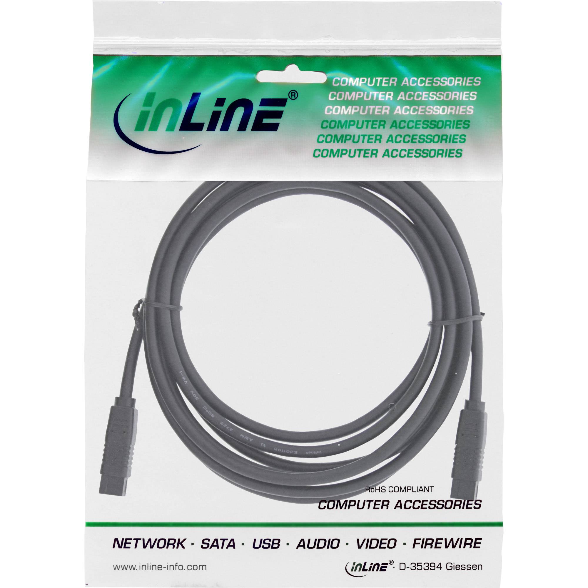 INLINE - FireWire Kabel - IEEE1394 9pol Stecker / Stecker - schwarz - 3m