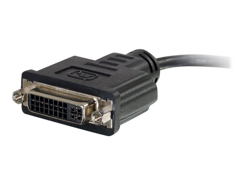Nahaufnahme eines DVI-Videokonnektorkabelsteckers mit schwarzem geformtem Stecker und Metallstiften auf weißem Hintergrund.