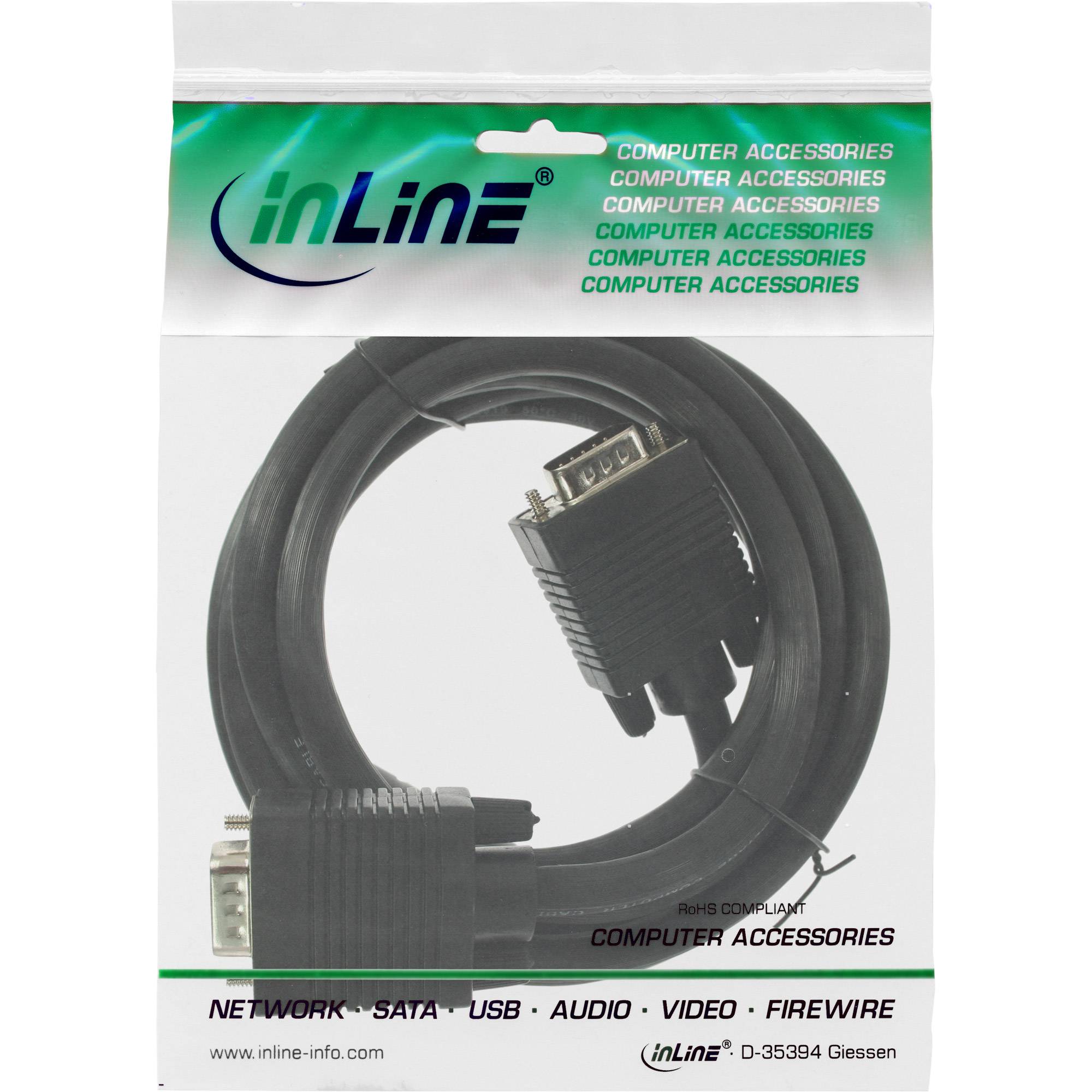 INLINE - S-VGA Kabel - 15pol HD Stecker / Stecker - schwarz - 5m
