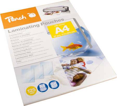 Peach 25er-Pack - glänzende Laminierungstaschen - Laminierfolien A4 - 125 mic -