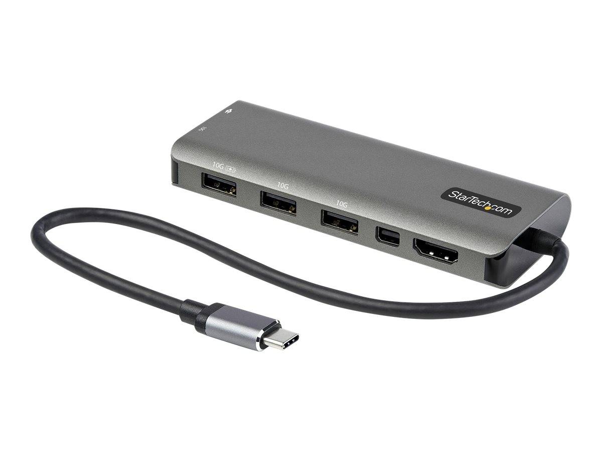 StarTech.com USB-C Multiport Adapter - USB-C auf HDMI oder Mini DisplayPort 4K 60Hz, 100W Power Delivery Pass-Through, 4-Port 10 Gbit/s USB Hub