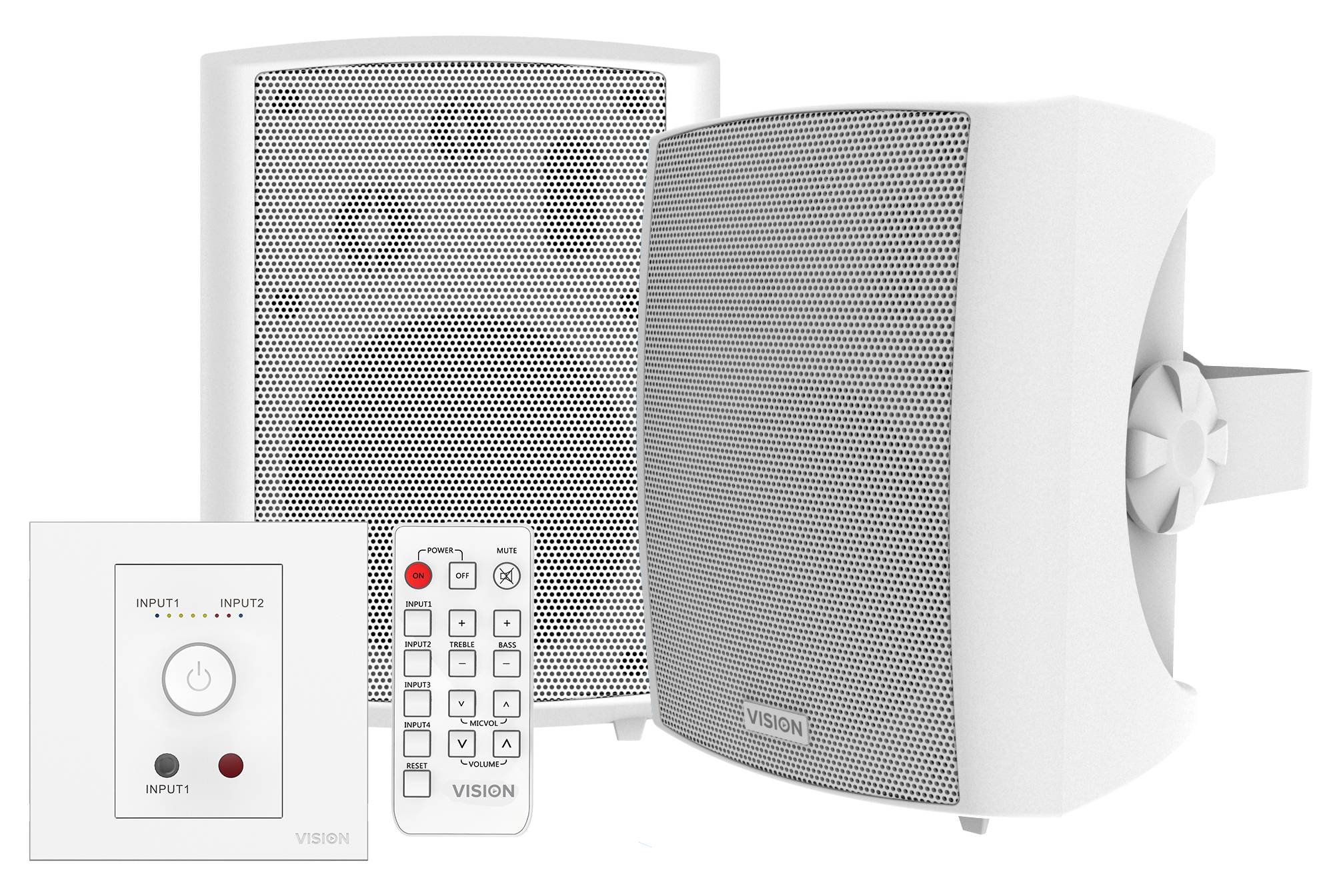 Vision TC3-AMP+SP-1800, 3-Wege, 2.0 Kanäle, Kabelgebunden, 50 W, 80 - 20000 Hz, Weiß