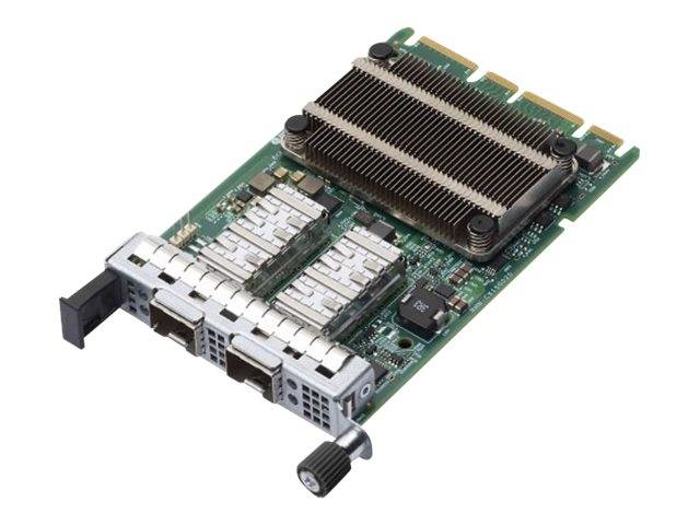 Netzwerkschnittstellenkarte mit großem Kühlkörper und mehreren Ethernet-Anschlüssen, dargestellt auf weißem Hintergrund.