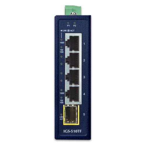 PLANET IGS-510TF - Switch - unmanaged - 4 x 10/100/1000 + 1 x 1000Base-X SFP