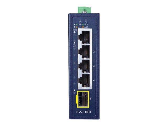 PLANET IGS-510TF - Switch - unmanaged - 4 x 10/100/1000 + 1 x 1000Base-X SFP