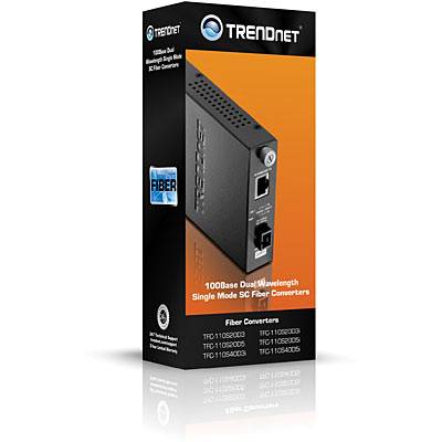 TRENDnet TFC 110S20D3I - Medienkonverter - 100Mb LAN - 10Base-T, 100Base-FX, 100Base-TX - SC Single-Modus / RJ-45 - bis