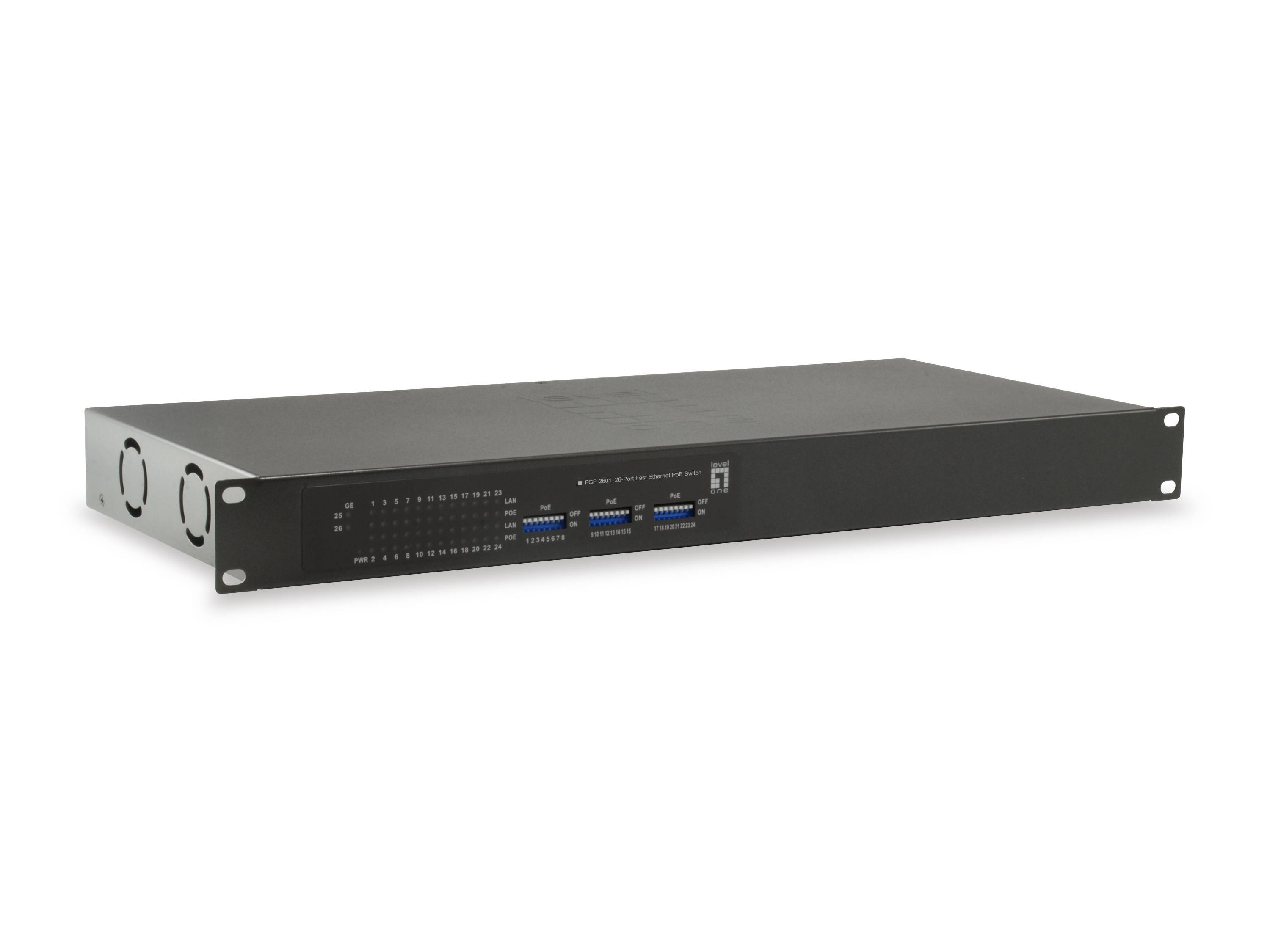 Schwarzer 1U-Rack-Server oder Netzwerk-Appliance mit frontaler Belüftungsgitter, vier USB-Anschlüssen und Rack-Ohren auf weißem Hintergrund