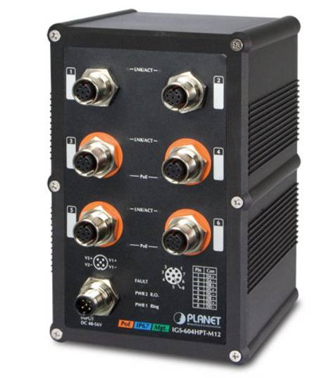 PLANET IGS-604HPT-M12 - Switch - L3 - managed - 4 x 10/100/1000 (PoE)