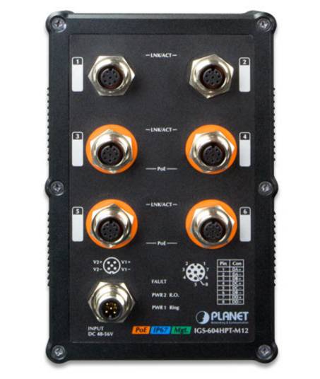 PLANET IGS-604HPT-M12 - Switch - L3 - managed - 4 x 10/100/1000 (PoE)