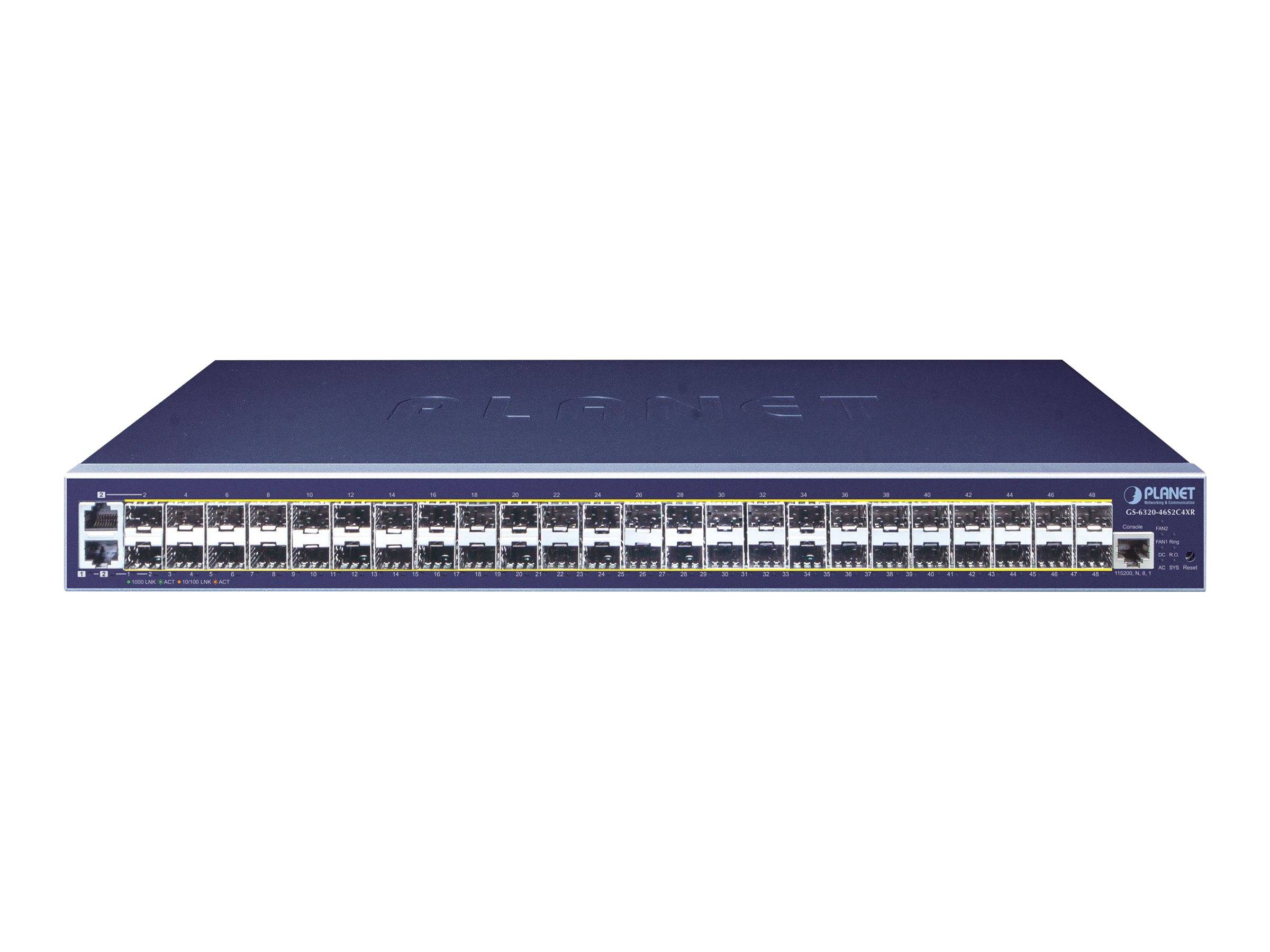 PLANET GS-6320-46S2C4XR - Switch - L3 - managed - 46 x Gigabit SFP + 4 x 1 Gigabit/10 Gigabit SFP+ (Uplink)