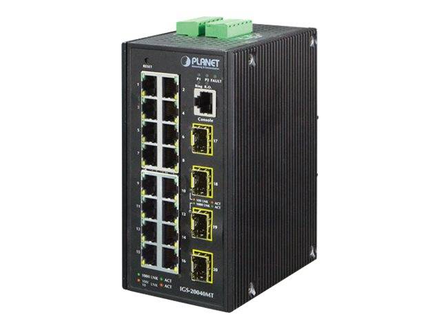 PLANET IGS-20040MT - Switch - managed - 16 x 10/100/1000 + 4 x Gigabit SFP