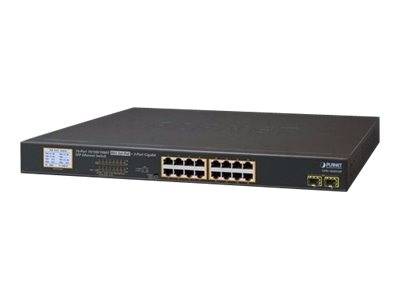 PLANET GSW-1820VHP - Switch - 16 x 10/100/1000 + 2 x Gigabit SFP - an Rack montierbar - PoE+ (300 W)