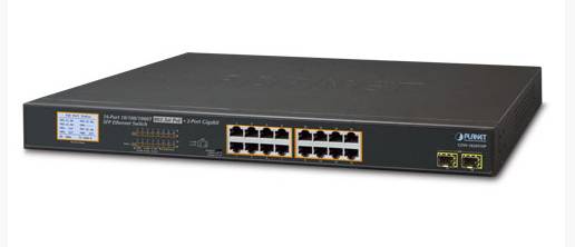 PLANET GSW-1820VHP - Switch - 16 x 10/100/1000 + 2 x Gigabit SFP - an Rack montierbar - PoE+ (300 W)