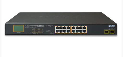 PLANET GSW-1820VHP - Switch - 16 x 10/100/1000 + 2 x Gigabit SFP - an Rack montierbar - PoE+ (300 W)