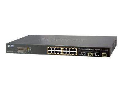 PLANET FGSW-1816HPS - Switch - managed - 16 x 10/100 + 2 x Kombi-Gigabit-SFP