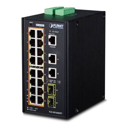 PLANET IGS-20160HPT - Switch - L3 - managed - 16 x 10/100/1000 (PoE+)