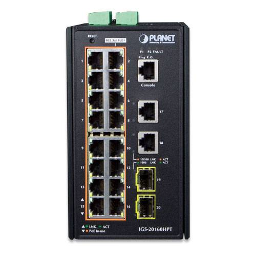 PLANET IGS-20160HPT - Switch - L3 - managed - 16 x 10/100/1000 (PoE+)