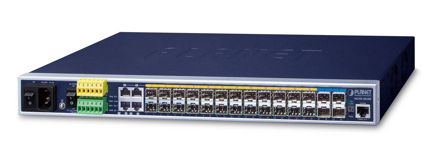 PLANET MGSW-28240F - Switch - managed - 4 x 1 Gigabit / 10 Gigabit SFP+ + 24 x Fast Ethernet/Gigabit SFP + 4 x 1000Base-T (Kombi)