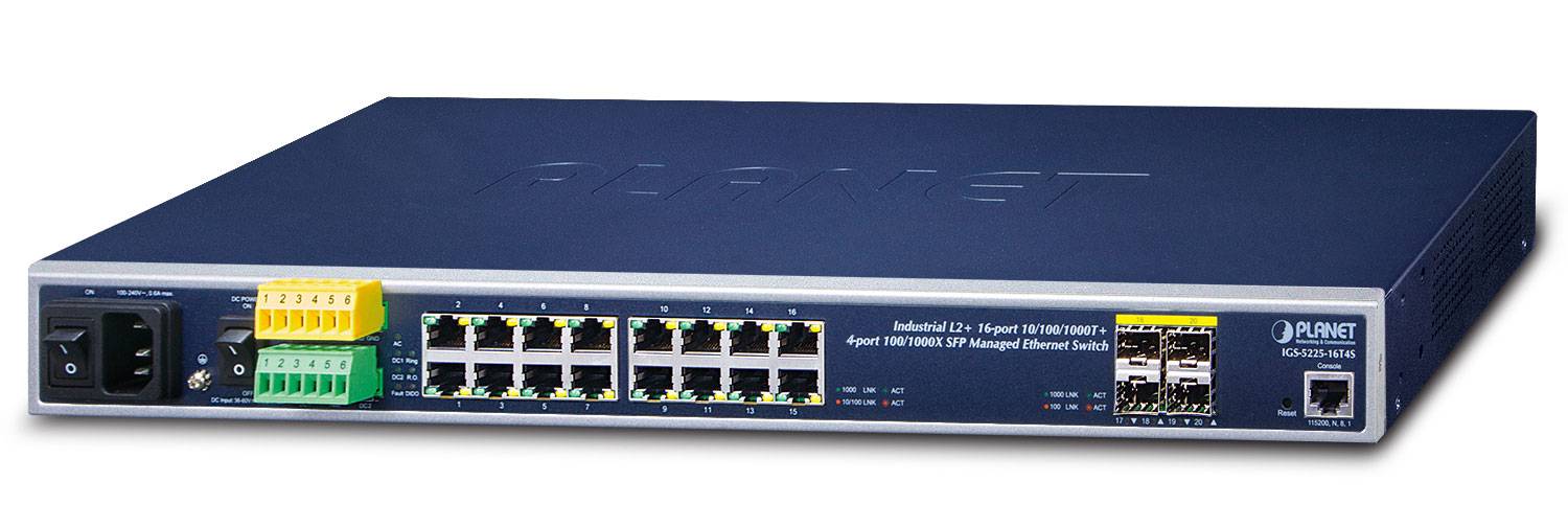 Planet IGS-5225-16T4S, Managed, L2+, Gigabit Ethernet (10/100/1000), Vollduplex, Rack-Einbau, 1U