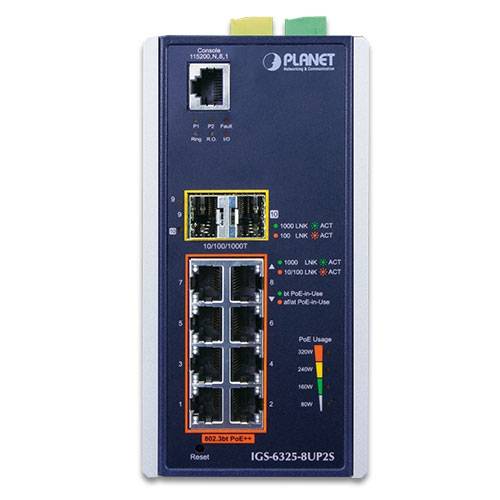 PLANET IGS-6325-8UP2S, Managed, Gigabit Ethernet (10/100/1000), Power over Ethernet (PoE)