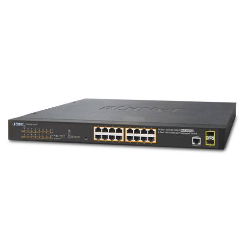 Planet GS-4210-16P2S, Managed, L2+, Gigabit Ethernet (10/100/1000), Power over Ethernet (PoE), Rack-Einbau, 1U