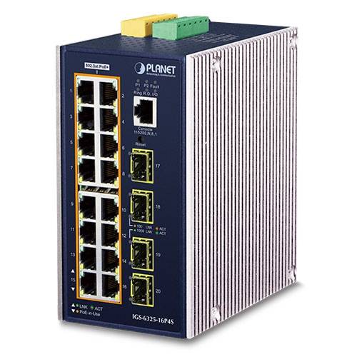 Planet IGS-6325-16P4S, Managed, L3, Gigabit Ethernet (10/100/1000), Vollduplex, Power over Ethernet (PoE), Wandmontage