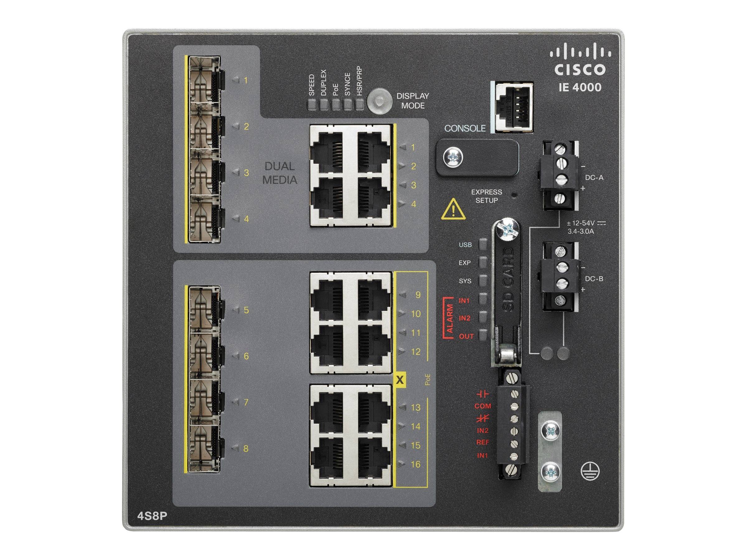 Cisco Industrial Ethernet 4000 Series - Switch - managed - 8 x Kombi-Gigabit-SFP + 4 x 10/100/1000 (PoE+)