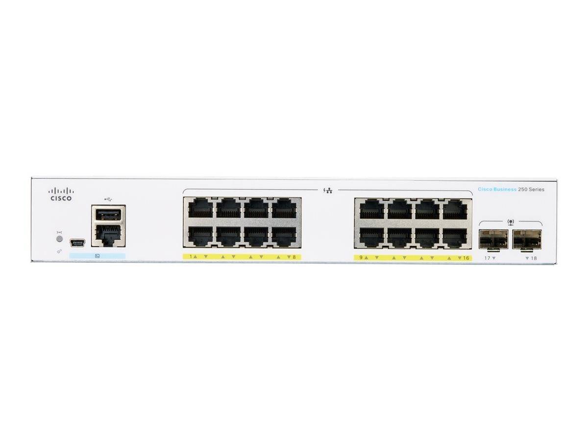 Cisco Business 250 Series CBS250-16P-2G - Switch - L3 - Smart - 16 x 10/100/1000 (PoE+)