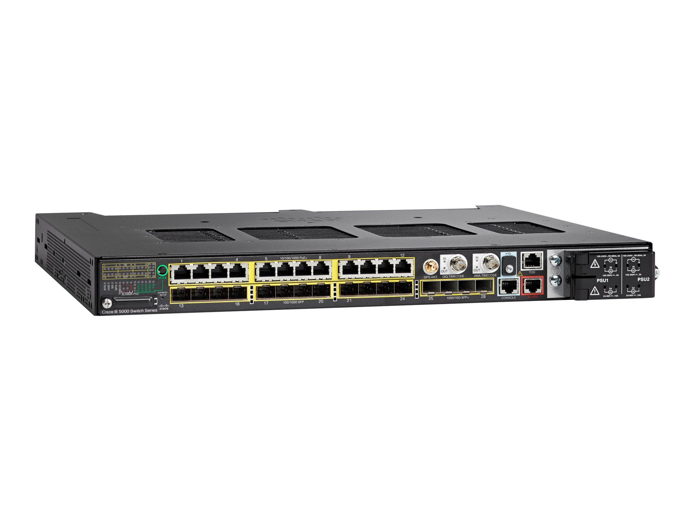 Cisco Industrial Ethernet 5000 Series - Switch - managed - 4 x 1 Gigabit / 10 Gigabit SFP+ + 12 x Fast Ethernet/Gigabit SFP + 12 x 10/100/1000