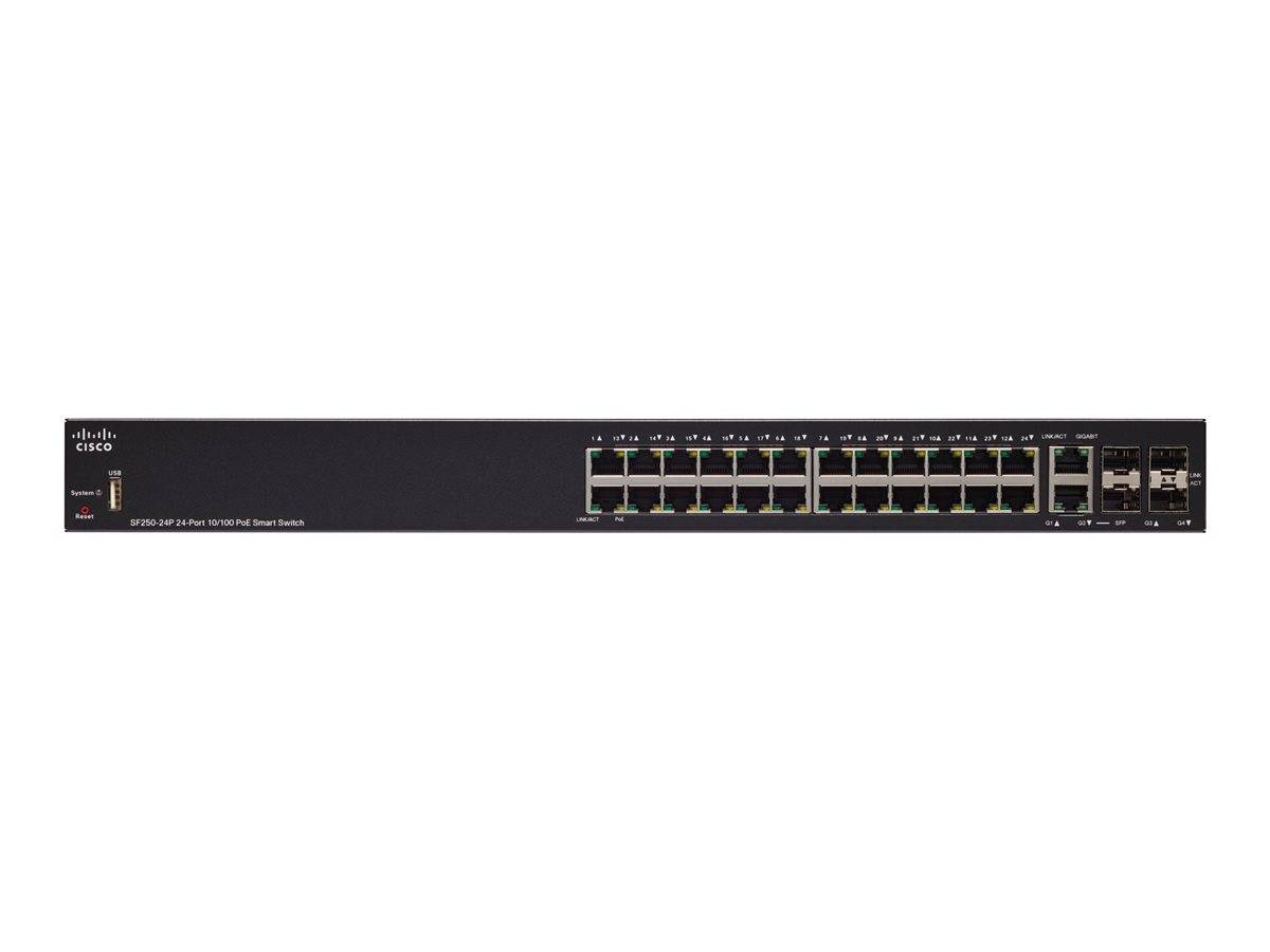 Cisco 250 Series SF250-24P - Switch - Smart - 24 x 10/100 (PoE+)