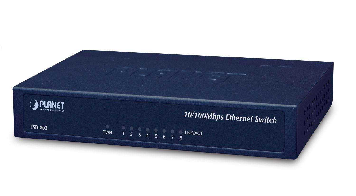 Planet FSD-803 - Switch - 8 x 10/100 - Desktop - 8-Port 10/100Mbps Fast Ethernet