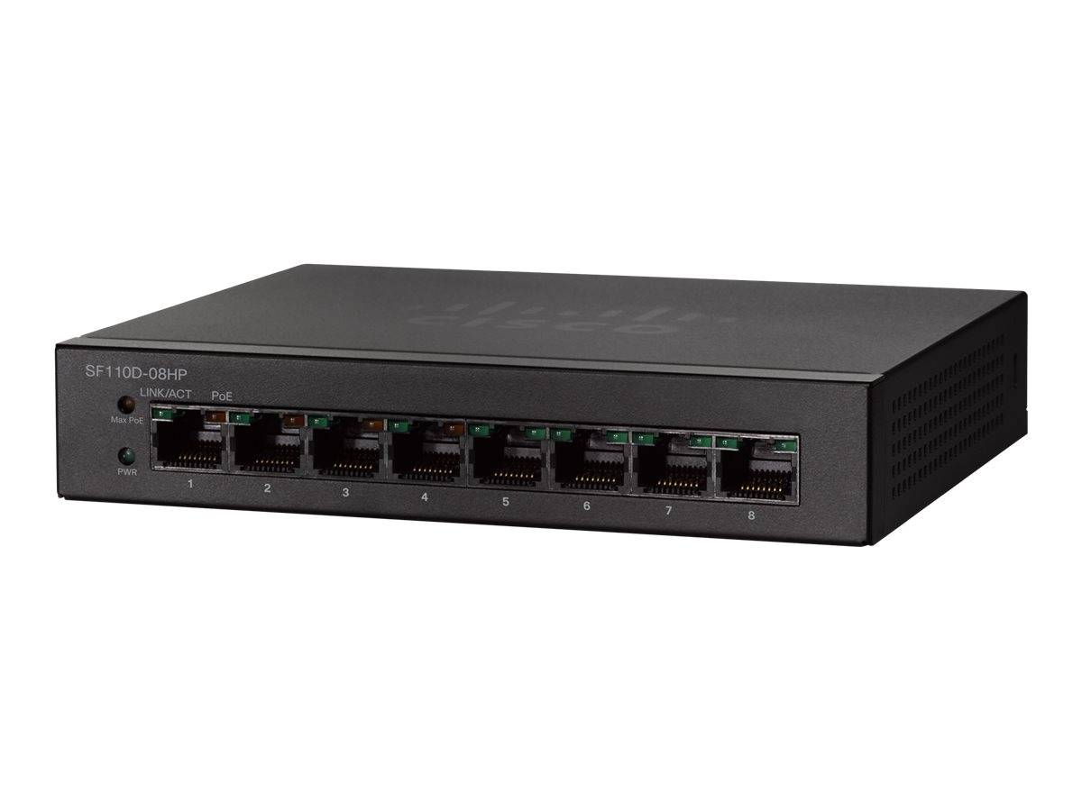 Cisco Small Business SF110D-08HP - Switch - unmanaged - 4 x 10/100 (PoE)