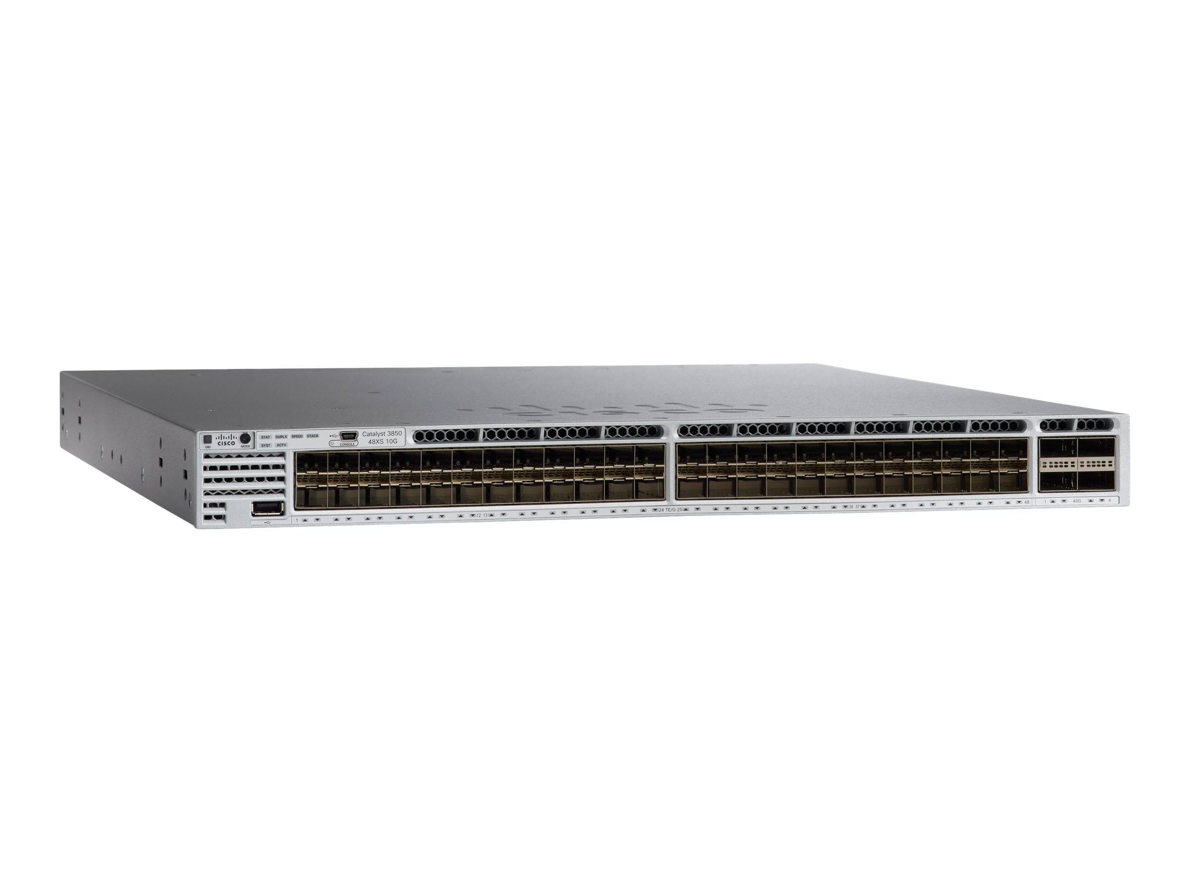 Cisco Catalyst 3850-48XS-S - Switch - L3 - managed - 48 x 1 Gigabit / 10 Gigabit SFP+ + 4 x 40 Gigabit QSFP+ (Uplink)
