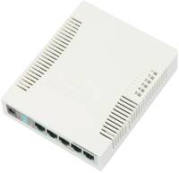 Weißer Netzwerk-Router oder Modem mit mehreren Ethernet-Anschlüssen auf der Vorderseite und Belüftungsschlitzen oben.