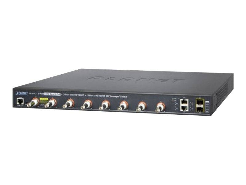 PLANET LRP-822CS - Switch - managed - 8 x Coax + 2 x SFP + 2 x 10/100/1000 - Desktop - PoE (240 W)