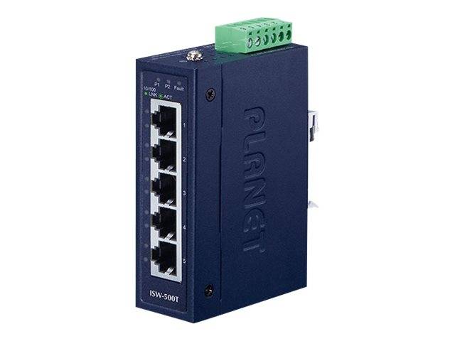 PLANET ISW-500T - Switch - 5 x 10/100 - an DIN-Schiene montierbar, wandmontierbar