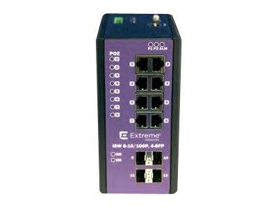 Extreme Networks ExtremeSwitching Industrial Ethernet Switches ISW 8-10/100P, 4-SFP - Switch - managed - 8 x 10/100 (PoE+)
