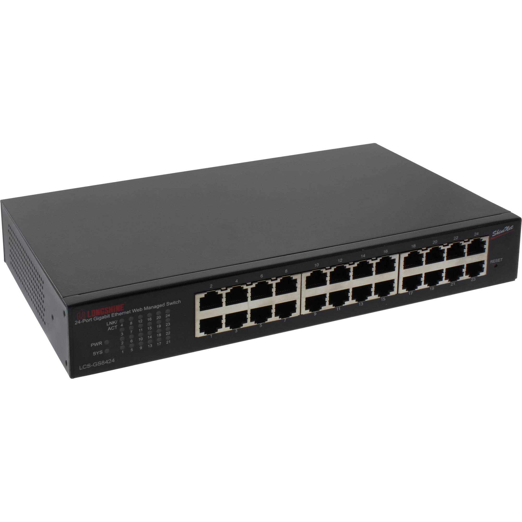 Longshine LCS-GS8424, Managed, Gigabit Ethernet (10/100/1000), Vollduplex